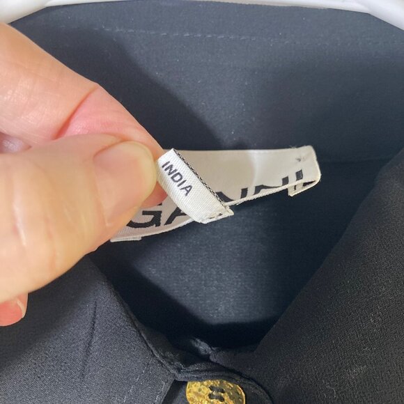 Womens Ganni Pleated Georgette‎ Shirt Dress Black 2/EU34 Crinkled Polyester - Picture 9 of 11